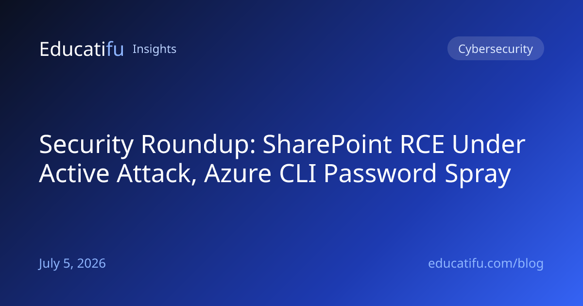 Security Roundup: SharePoint RCE Under Active Attack, Azure CLI Password Spray